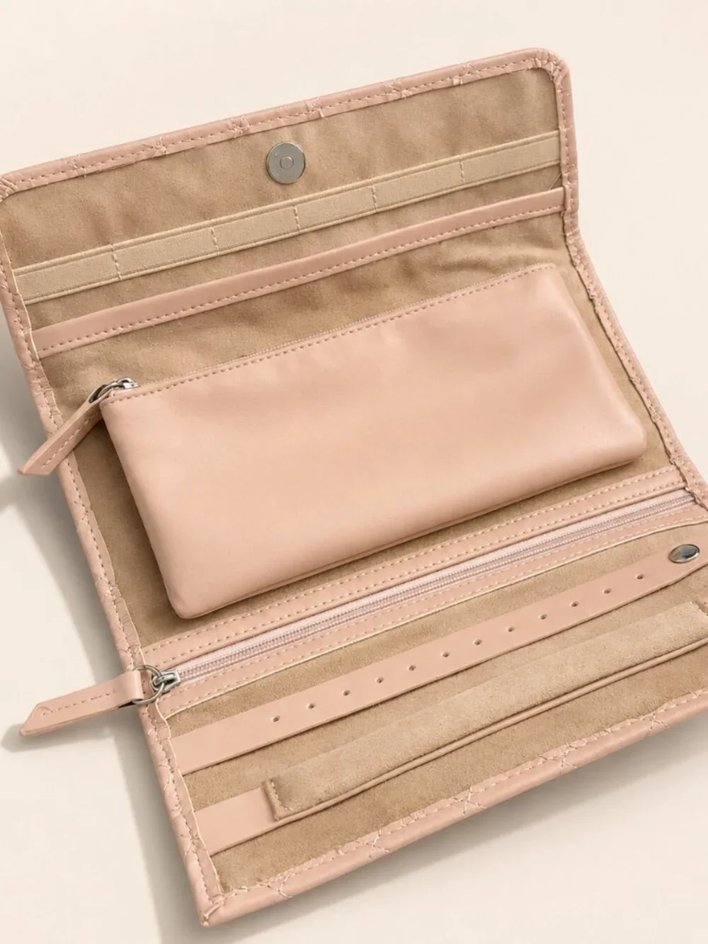 BROUK AND CO Leo Travel Jewelry Clutch Case Quilt Foldable Pink
